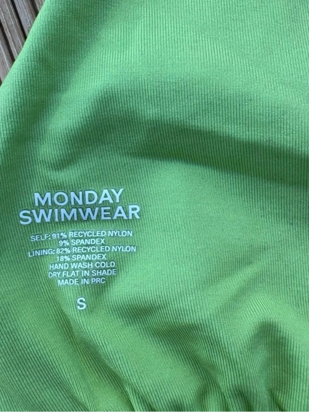 Monday Swimwear Lime Ribbed Bikini (small)